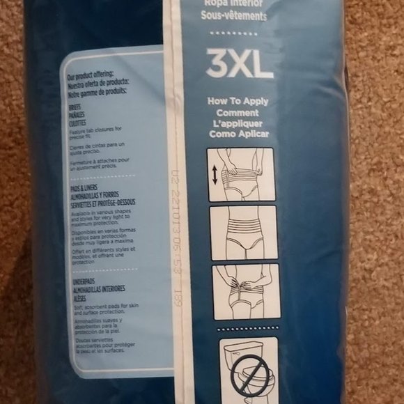 Attends Disposable Bariatric Underwear size 3XL (one pkg of 10) - Picture 3 of 3